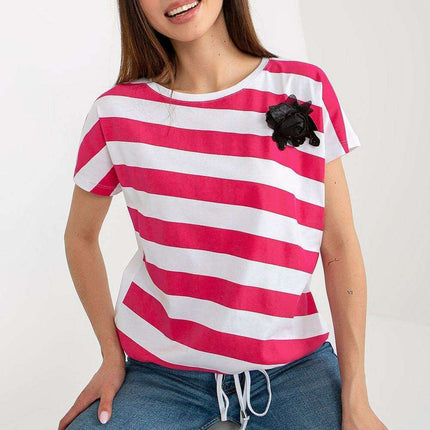 Floral Accent Striped Blouse - Très Elite