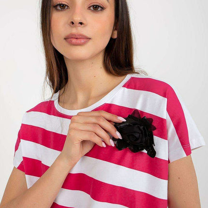 Floral Accent Striped Blouse - Très Elite