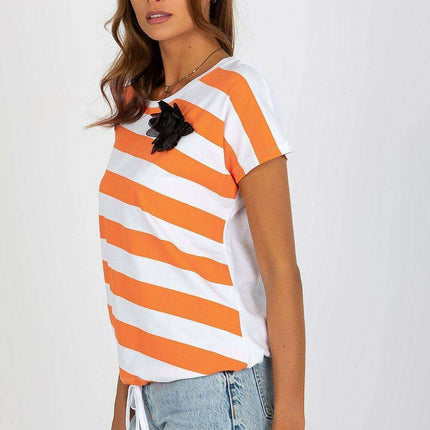 Floral Accent Striped Blouse - Très Elite