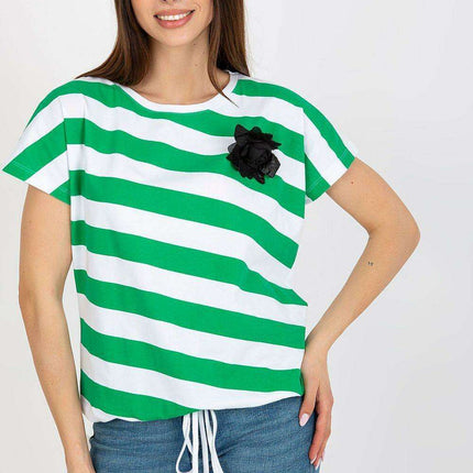 Floral Accent Striped Blouse - Très Elite