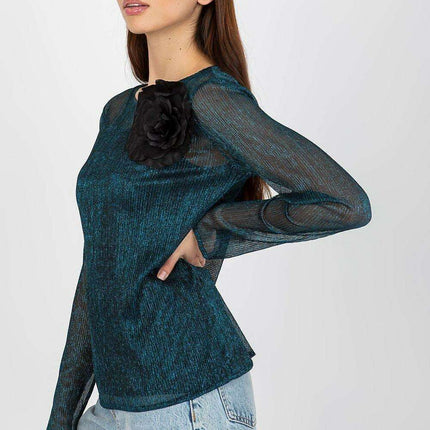 Floral Brooch Adorned Blouse with Strapless Design - Très Elite