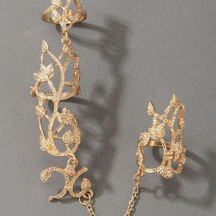 Floral Chain Carved Ring - Exquisite Fashion Accessory - Très Elite