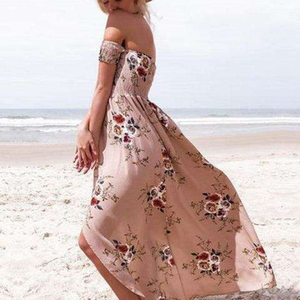 Floral Charm One-Shoulder Chiffon Maxi Dress - Très Elite