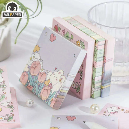 Floral Charm Pocket Memo Set - 100 Sheets, 8x8cm, 66g - Très Elite