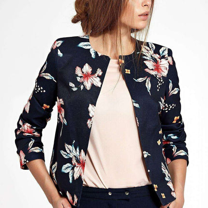 Floral Chic Casual Jacket For Women Elegant Blossom Print