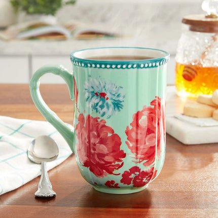 Floral Delight Stoneware Mug Set - 23 fl oz, 4-Piece Collection - Très Elite