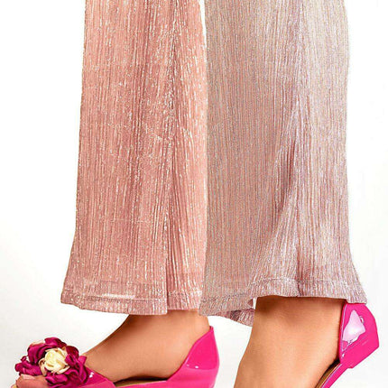 Floral Design Open-Toe Slip-On Flats - Très Elite