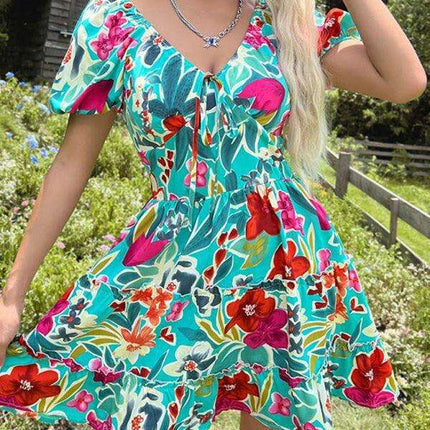 Floral Dream V-Neck Dress - A Stylish Choice for Modern Women - Très Elite