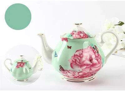 Floral Elegance Bone China Teapot - Luxurious 1000ML Capacity for Tea and Coffee..
