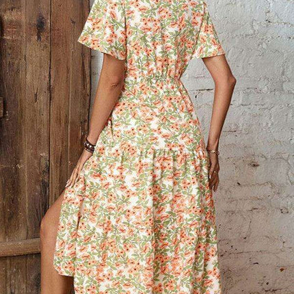 Floral Elegance Button Slit Dress - The Ultimate Spring-Summer Fashion Must-Have - Très Elite