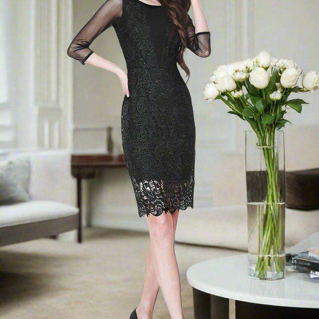 Floral Elegance Lace Cocktail Dress by Marselini