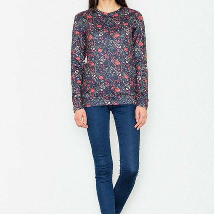 Floral Elegance Long-Sleeved Women's Sweatshirt - Casual Chic - Très Elite