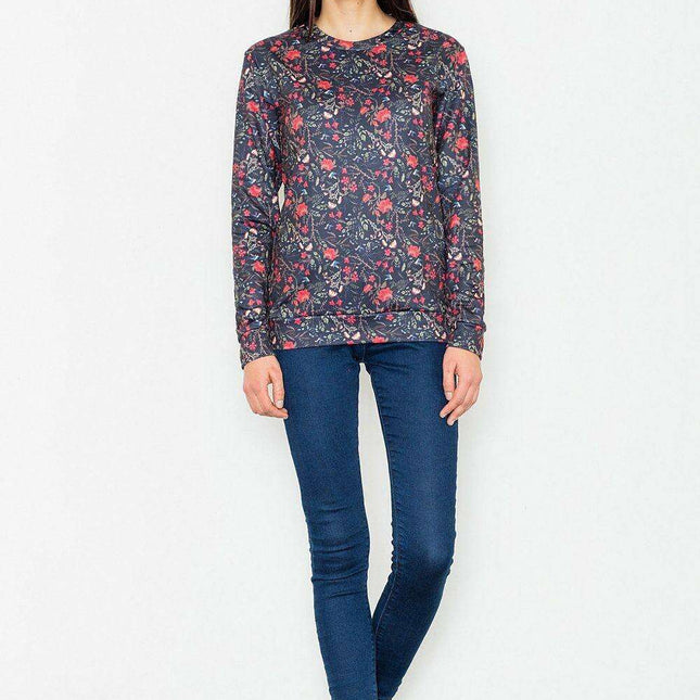 Floral Elegance Long-Sleeved Women's Sweatshirt - Casual Chic