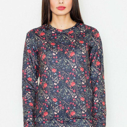 Floral Elegance Long-Sleeved Women's Sweatshirt - Casual Chic - Très Elite