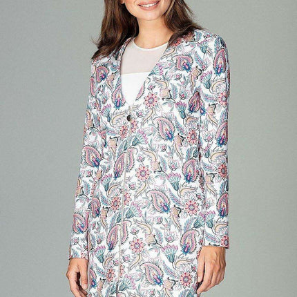 Floral Elegance Longline Jacket with Stylish Zipper and Practical Pockets - Très Elite
