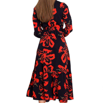 Floral Elegance Maxi Dress with Trendy Cut-Out Sleeves - Très Elite