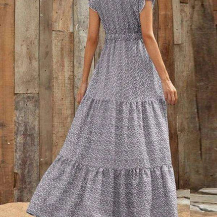 Floral Elegance V-Neck A-Line Dress for Women - Spring/Summer Style - Très Elite