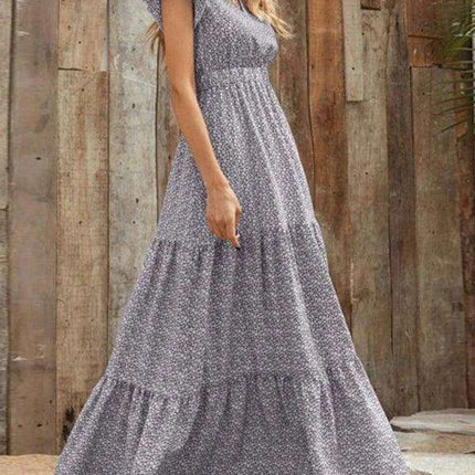 Floral Elegance V-Neck A-Line Dress for Women - Spring/Summer Style - Très Elite