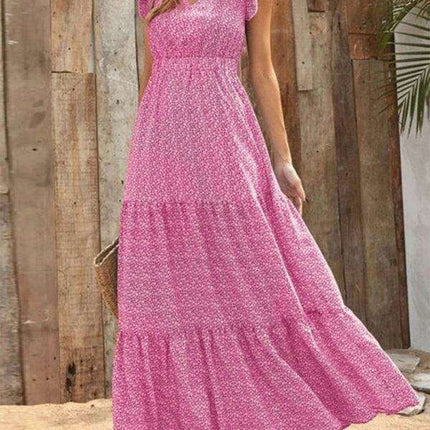 Floral Elegance V-Neck A-Line Dress for Women - Spring/Summer Style - Très Elite
