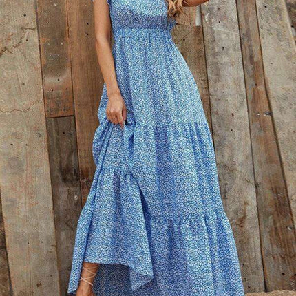 Floral Elegance V-Neck A-Line Dress for Women - Spring/Summer Style