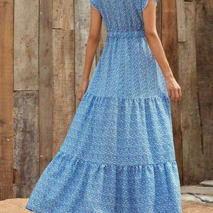 Floral Elegance V-Neck A-Line Dress for Women - Spring/Summer Style - Très Elite