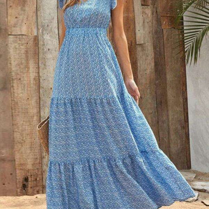 Floral Elegance V-Neck A-Line Dress for Women - Spring/Summer Style - Très Elite