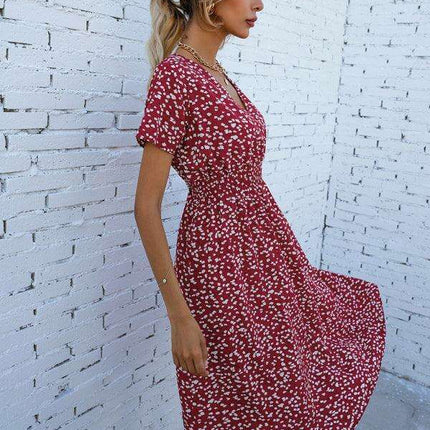 Floral Elegance V-Neck Summer Dress - Très Elite