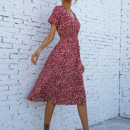 Floral Elegance V-Neck Summer Dress - Très Elite