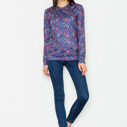 Floral Elegance Women's Long-Sleeve Hoodie - Crimson Luxe