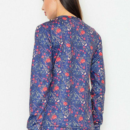 Floral Elegance Women's Long-Sleeve Hoodie - Crimson Luxe