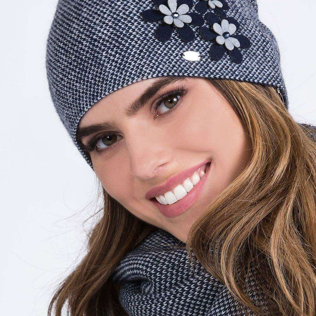 Floral Embellished Women's Knit Beanie