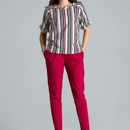 Floral Frill Sleeve Blouse with Elegant Emblem - Très Elite