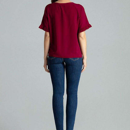 Floral Frill Sleeve Blouse with Elegant Emblem - Très Elite