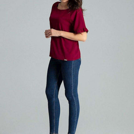 Floral Frill Sleeve Blouse with Elegant Emblem - Très Elite
