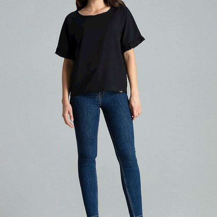 Floral Frill Sleeve Blouse with Elegant Emblem - Très Elite