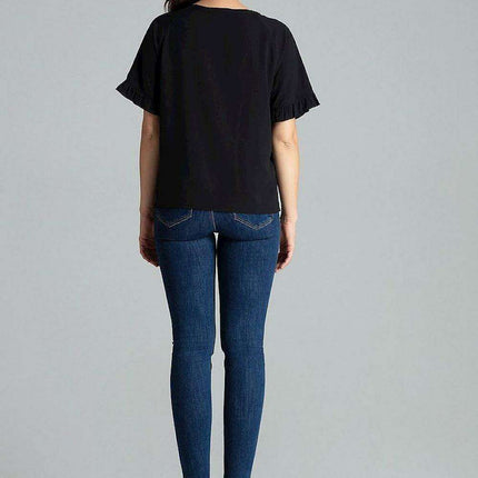 Floral Frill Sleeve Blouse with Elegant Emblem - Très Elite