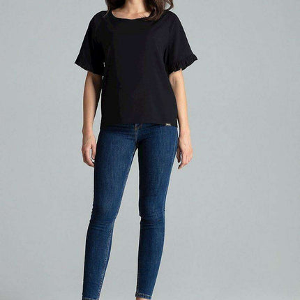 Floral Frill Sleeve Blouse with Elegant Emblem - Très Elite