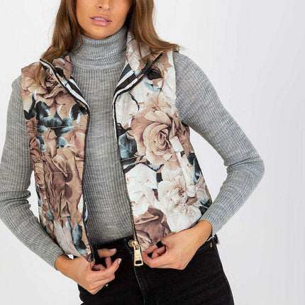 Floral Insulated Gilet with Stylish Zippered Pockets