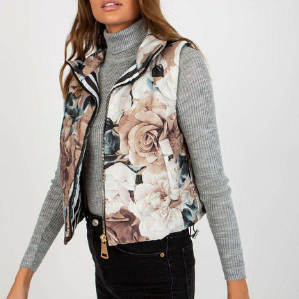Floral Insulated Gilet with Stylish Zippered Pockets - Très Elite