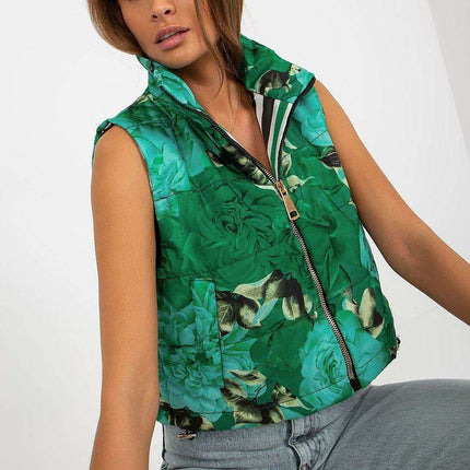 Floral Insulated Gilet with Stylish Zippered Pockets
