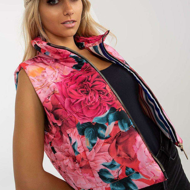 Floral Insulated Gilet with Stylish Zippered Pockets