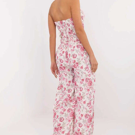Floral Jumpsuit 213305 Lightweight Viscose Beige For Women - Très Elite