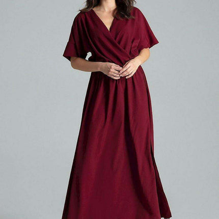Floral Kimono Sleeve Long Dress with Stylish Envelope Neckline - Très Elite