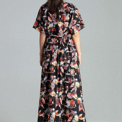 Floral Kimono Sleeve Long Dress with Stylish Envelope Neckline - Très Elite