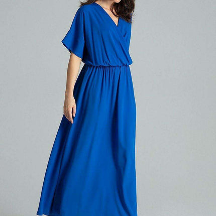 Floral Kimono Sleeve Long Dress with Stylish Envelope Neckline - Très Elite