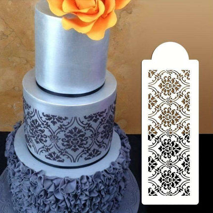 Floral Lace Cake Stencil - Elegant Template for Cake Decorating and Pastry Art - Très Elite