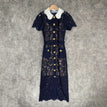 S / white blue long
