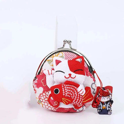 Floral Maneki Neko Coin Purse - Japanese Lucky Cat Wallet for Everyday Elegance - Très Elite