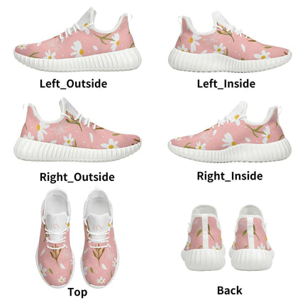 Floral-Patterned Pink Knit Sneakers - Ultimate Comfort for Fashion-Forward Women
