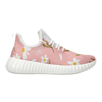 Floral-Patterned Pink Knit Sneakers - Ultimate Comfort for Fashion-Forward Women